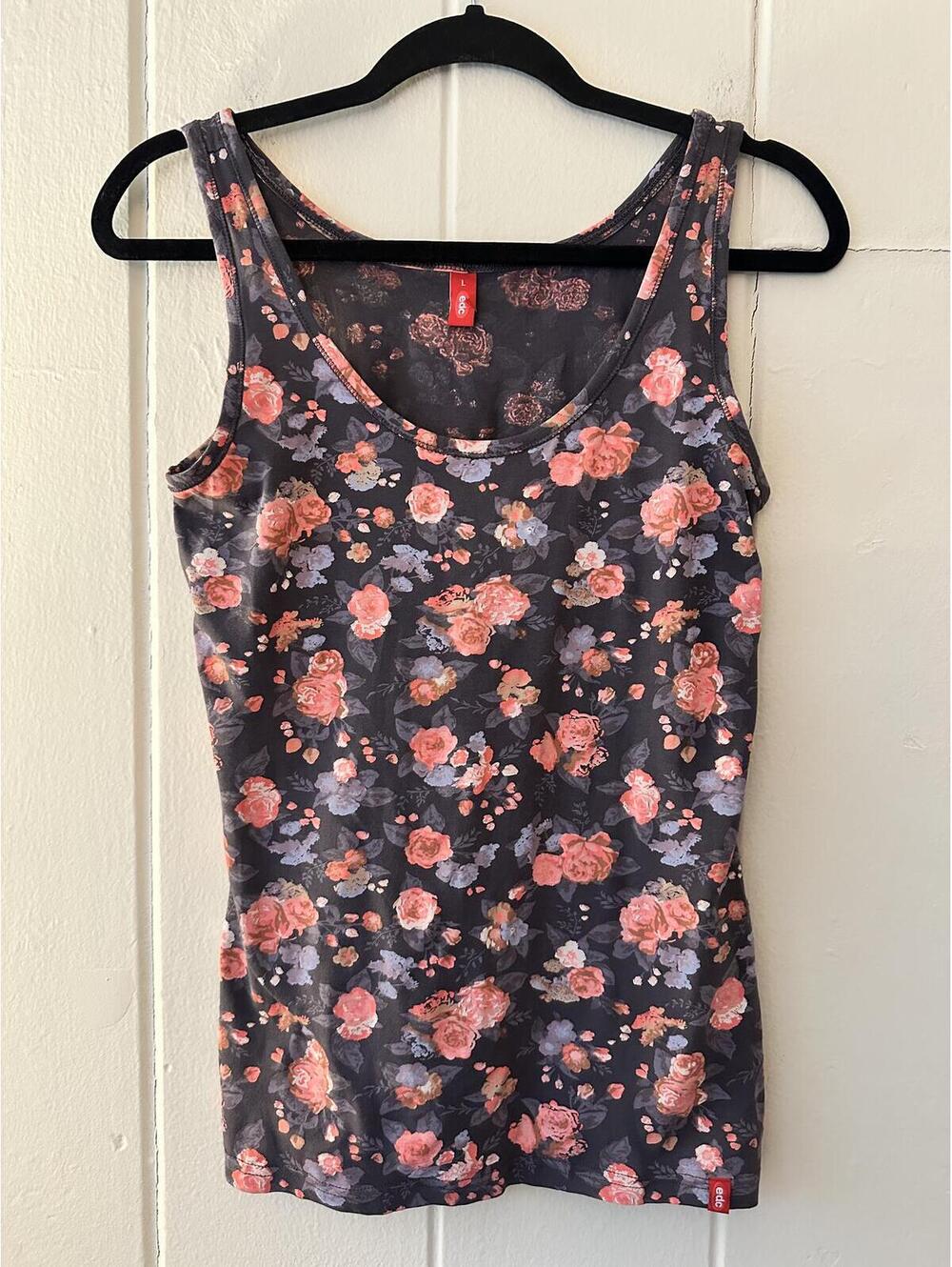 EDC by Esprit Vintage Y2K Floral Ribbed Tank Top Size Large